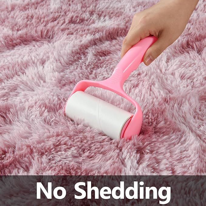 Deerhoo Large Shag Area Rugs 6 x 9, Tie-Dyed Plush Fuzzy Rugs for Living Room, Ultra Soft Fluffy Furry Rug for Bedroom, Indoor Carpet Nursery Rugs for Kids Room Home Decor, Pink Purple