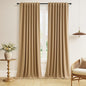 Guken 100% Blackout Linen Curtains 120 Inch Length 2 Panels Set for Living Room Bedroom Back Tab Thermal Insulated Black Out Linen Drapes Room Darkening Window Curtains,Camel Brown