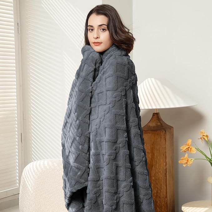 Aganear Blanket Queen Size - Washed Fuzzy Cozy Soft Lightweight Blankets for Couch, Sofa, Bed, Office, Breathable and Skin-Friendly Blanket for All Season Accessories(90"x90", Gray)