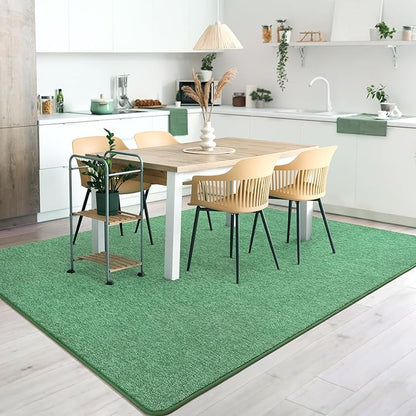 AROGAN Washable 6×9 Living Room Rug, Modern Area Rugs with Soft Memory Foam for Bedroom, Minimalist Non-Slip Indoor Floor Carpet for Dining Room Office Kids Playroom Decor, Matte Green
