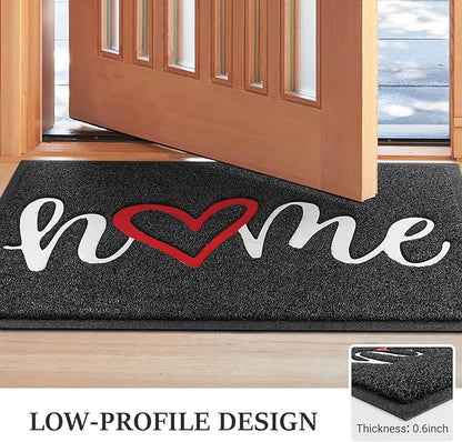 BeneathYourFeet Door Mat, Welcome Mat Low Profile Floor Mat Front Doormat Indoor and Outdoor Doormat Non Slip Rugs for Entryway, Patio, High Traffic Areas (30"x17.5", Black-Home)