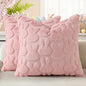 decorUhome Easter Bunny Pillow Covers 16x16 Inch Set of 2, Soft Plush Faux Wool Jacquard Pink Rabbit Cushion Covers, Farmhouse Neutral Spring Easter Holiday Decor for Couch Sofa Bed