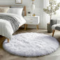 Round Rugs 5Ft White Circle Area Rug, Fluffy Fuzzy Bedroom Carpets for Kids Playroom Home Decor Aesthetic, Plush Soft Shaggy Living Room Rugs for Nursery Dorm Classroom, Modern Cute Shag Furry Carpet