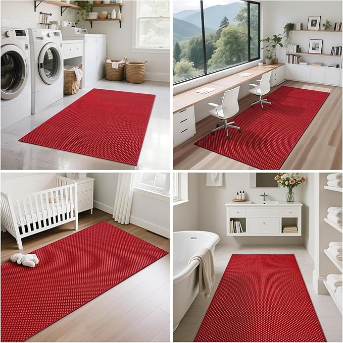 YDKGL 2x6 ft Kitchen Runner Rug Mat Non Slip Boho Woven Hallway Runner Washable, Soft Long Entryway Laundry Hall Floor Runners Rugs Carpet for Indoor Backdoor Bedroom Kitchen Living Room, Red