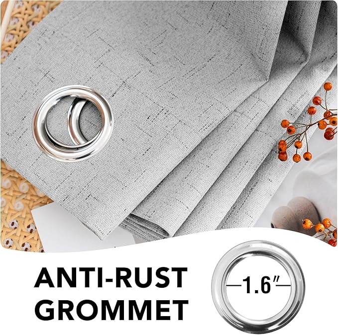 H.VERSAILTEX 100% Blackout Curtains for Bedroom Thermal Insulated Linen Textured Curtains Heat and Full Light Blocking Drapes Living Room Curtains 2 Panel Sets, Glacier Gray, 52x54 Inch