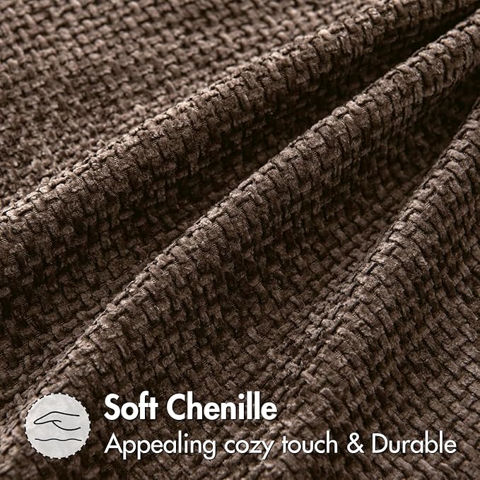 MIULEE Pack of 2 Couch Throw Pillow Covers 24x24 Inch Neutral Dark Brown Boho Accent Decorative Pillow Covers Soft Chenille Farmhouse Cushion Covers for Home Decor Bed Sofa Living Room
