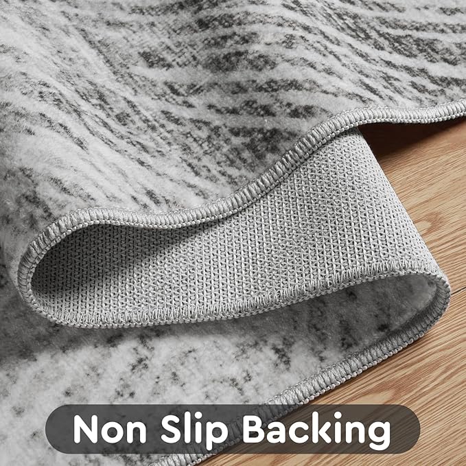 8x10 Area Rugs for Living Room-Machine Washable Rug Ultra Soft Non Slip Area Rug Modern Abstract Dahlia Indoor Carpet Rugs for Bedroom Dining Room Playroom Nursery Bedside Office, Grey