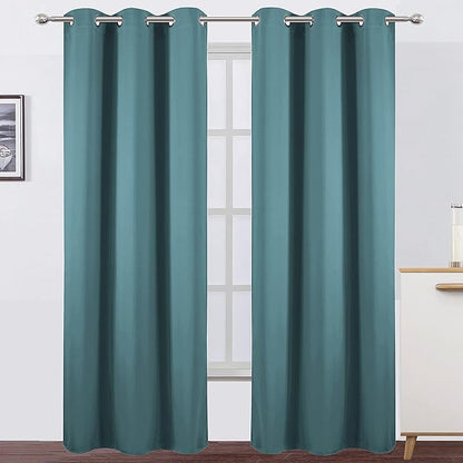 LEMOMO Sea Teal Thermal Blackout Curtains/42 x 95 Inch/Set of 2 Panels Room Darkening Curtains for Bedroom