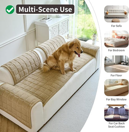 Couch Covers for Dogs Washable, Non Slip Couch Covers for Loveseat Sofa Pet Friendly, Soft Fuzzy Sofa Covers for Pet, Dog Couch Cover Furniture Protector(1PC,Light Brown,27.6"x70.9")