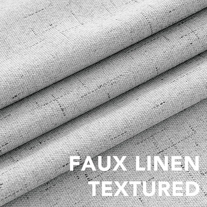 H.VERSAILTEX Linen Curtains 100% Blackout Curtains for Bedroom 102 inch Long Full Light Blocking Nature Linen Blended Window Curtains for Living Room Nickel Grommet (2 Panels, Glacier Gray)