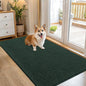 OLANLY Dog Door Mat for Muddy Paws 54x32, Absorbs Moisture and Dirt, Absorbent Non-Slip Washable Doormat, Quick Dry Chenille Mud Mat, Entry Indoor Entryway Carpet for Inside Floor, Blackish Green