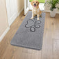 Smiry Dog Door Mat for Muddy Paws, Absorbent Dirt Trapper Non Slip Quick Dry Washable Chenille Mat for Mud Dogs, Entry Rug for Indoor and Outdoor (47x17 Inches, Grey and Black)