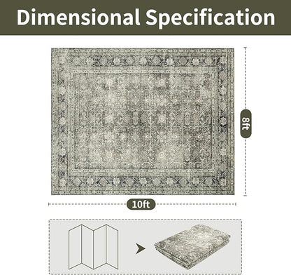 Washable Rugs 8x10 Area Rugs for Living Room - Modern Abstract Rugs for Bedroom,Dining Room,Large Soft Low Pile Carpet with Non Slip Rubber Backing,Neutral Accent Nursery Rug- Yello Beige