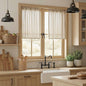 MYSKY HOME 30 Inch Length Oatmeal Tiers Curtains for Cafe, Semi Sheer Light Filtering Window Curtain Panels Rod Pocket Short Country Decor Drapes for Bathroom/Basement, Taupe, 2 Panels, 34 x 30 Inch