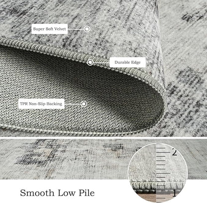 Toneed Abstract Area Rug 6x9 Modern Washable Rug Soft Non Slip Rug Low Pile for Bedroom Living Room Dining Room Grey/Brown