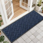 OLANLY Front Door Mat Indoor Outdoor Entrance, Waterproof All-Season, All-Weather Doormat, Sturdy Natural Rubber, Low Profile, Easy Clean Patio Porch Entryway Mat, Herringbone Brick (Blue, 47x17)