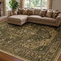 Area Rugs 8'x10' Washable Non-Slip, Floral Vintage Distress Print Pattern Medallion Carpet for Living Room Bedroom Dining Room, Brown Dark Brown
