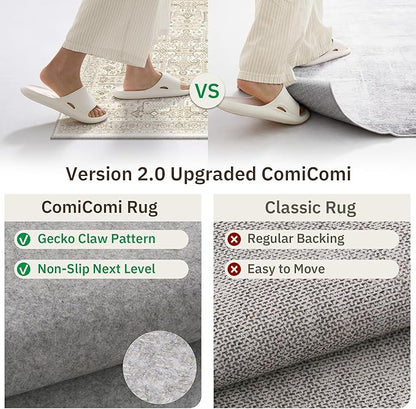 Washable 2x8 Runner Rug - Non Slip Vintage Kitchen Runner Rugs Low-Pile Distressed Long Rugs for Hallway Waterproof Indoor Carpet for Living Room Bedroom Entryway 2'x8' Beige