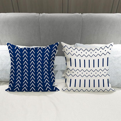 YCOLL Pillow Covers 22x22 Set of 4, Modern Sofa Throw Pillow Cover, Decorative Outdoor Linen Fabric Pillow Case for Chair Sofa Couch Bed Car, Dark Blue