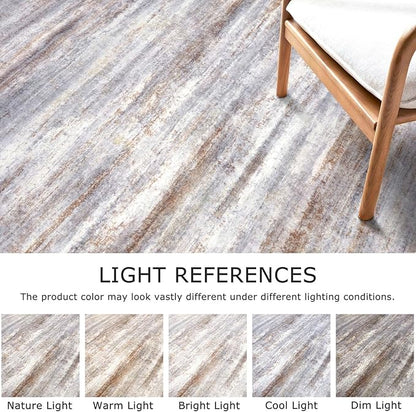 KOZYFLY Modern Abstract Hallway Runner Rug, 2x8 Kitchen Rugs Non-Slip Washable Soft Striped Kitchen Runner Rugs, Print Grey Brown Carpet Runner for Entryway Bathroom Laundry Room Foyer