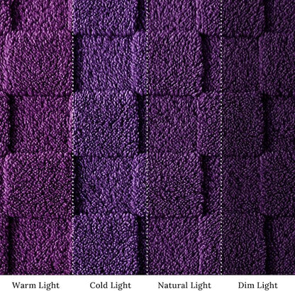 Exclusivo Mezcla Queen Size Flannel Fleece Blanket, Super Soft and Warm Lightweight Checkered Pattern Blankets for All Seasons, 90x90 Inches, Purple