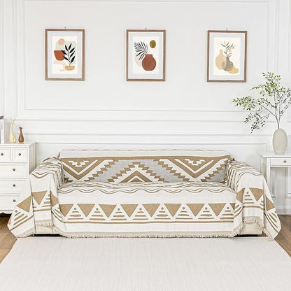 MYSKY HOME Couch Cover for Sectional Sofa Set for Dog Cat Pets Couch Cover 3 Seat Sofa Chenille Boho Geometric Furniture Sofa Cover Washable Couch Protector Multi-Use Couch Covers Blanket,71" X134"