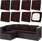 8Pcs Outdoor Cushion Covers, Patio Cushion Covers,Stretch Elastic Slipcovers, Replacement Washable & Reusable Furniture Protector for Patio Couch,Thick Jacquard Fabric(Coffee, Cover Only)