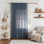 MYSKY HOME Curtains for Living Room 84 Inches Long Semi Sheer Light Filtering Privacy Drapes Linen Look Textured Boho Home Decor, Backdrop Curtain for Parties, 100" x 84", Dusty Blue, 1 Panel