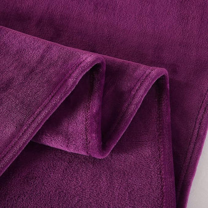TASTHROW Large Flannel Fleece Throw Blanket, 50×70 Inch - Cozy Lightweight Thick Blanket - All Seasons Suitable for Women, Men and Kids (Two Pack, Purple)