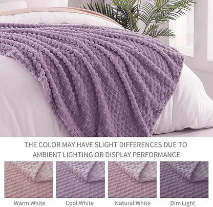 Exclusivo Mezcla Fleece King Blanket for Bed, Extra Large Fuzzy Grayish Purple Bed Blankets, Soft Cozy Plush Sofa Throws for All Seasons, 90x104 Inches