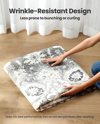 AMADA HOMEFURNISHING 8x10 Area Rugs, Low-Profile Large Washable Area Rug with Non-Slip Backing & Durable Edge Binding, Vintage Rugs for Living Room, Bedroom, Dinning Room