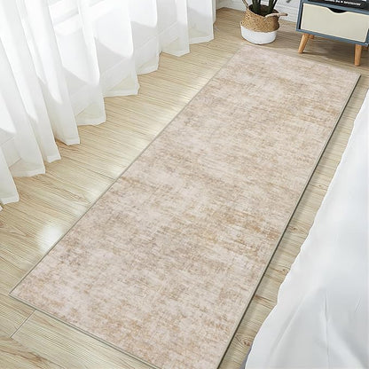2'6''x8' Runner Rugs Washable Rug: Modern Abstract Living Room Rug Soft Anti-Skid Thin Carpet Indoor Floor Non-Shedding Carpets for Bedroom Dining Room Farmhouse Nursery Home Office - Beige