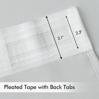 MIULEE Back Tab Light Blocking Curtains 102 Inch Long 2 Panels Set for Living Room Bedroom, Greyish White Rod Pocket/Pinch Pleated Thermal Insulated Room Darkening Floor to Ceiling Blackout Drapes