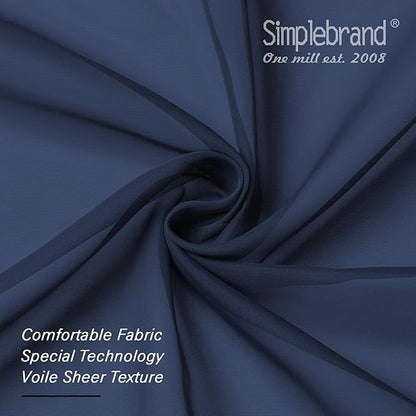 Simplebrand Blue Sheer Curtains 96 Inches Long, Light Filtering Rod Pocket Solid Color Window Sheer Curtain Panels, Elegant Curtains & Drapes for Bedroom 2 Panels (Navy Blue, 42" W x 96" L)