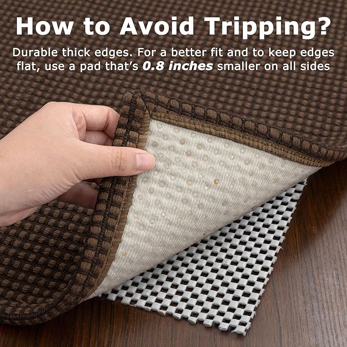 KOZYFLY Long Runners for Hallways 3x12 ft Washable Kitchen Runner Non Slip Rubber Backed Hallway Rugs Cotton Entryway Runner Rug Floor Carpet for Indoor Hall, Backdoor, Kitchen, Reddish Brown/Coffee