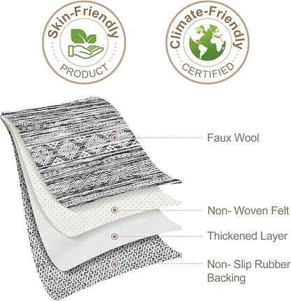 Nakagishi Area Rug Living Room Rugs: 7X9 Machine Washable Boho Large Neutral Farmhouse Stain Resistant Moroccan Indoor Floor Carpet for Bedroom Nursery Dorm Dining Room Home-White Black