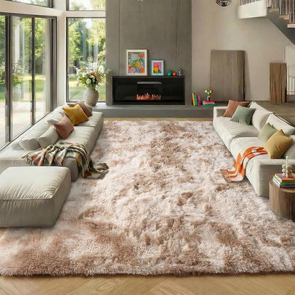 ONASAR 8x10 Area Rugs for Living Room, Tie-Dyed Beige Large Fluffy Bedroom Rug, Soft Plush Thick Shaggy Big Floor Carpet for Kids Boy Girls Teen Dorm Nursery Indoor Home Decor Aesthetic