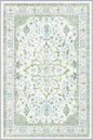 Area Rugs Round 4ft Washable Non-Slip, Floral Vintage Distress Print Pattern Medallion Carpet for Living Room Bedroom Dining Room, Green White Blue