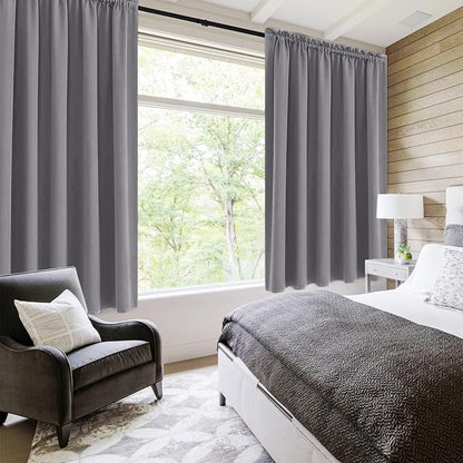 DWCN Blackout Curtains for Bedroom – Rod Pocket Thermal Insulated Noise Reducing Noise Reducing Drapes for Living Room, W 60 x L 63 Inch, 2 Panels, Grey