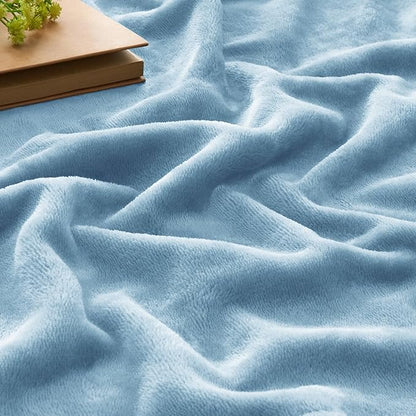 BEDELITE Fleece Blanket Washed Blue Throw Blankets for Couch & Bed, 300GSM Luxury Plush Cozy Fuzzy Blanket 50" x 60", Super Soft Warm Lightweight Throw Blanket for Travel Camping