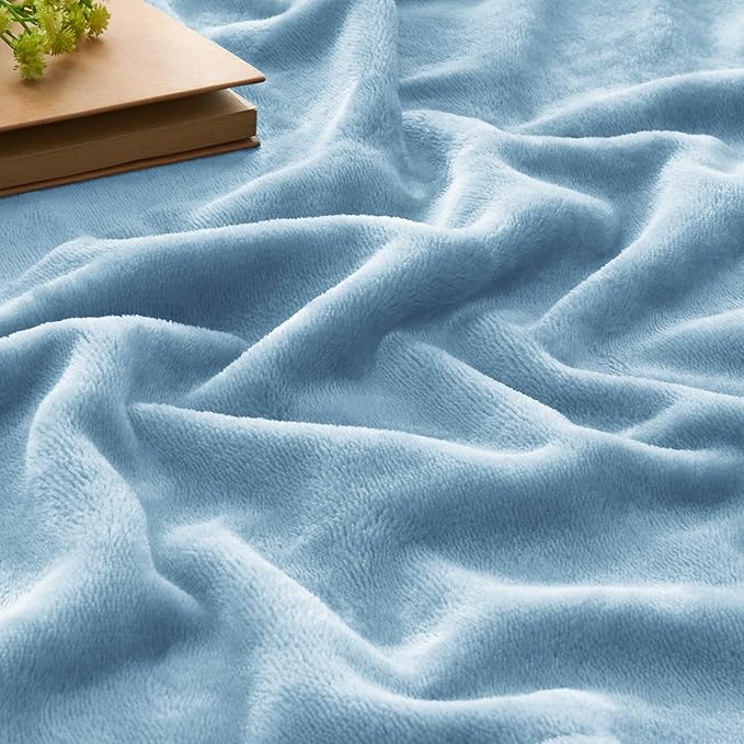 BEDELITE Fleece Blanket King Size Blankets for Bed, Luxury Plush Cozy Fuzzy Blanket 108x90 inches, Super Soft Warm Lightweight Throw Blanket All Seasons Suitable, Washed Blue