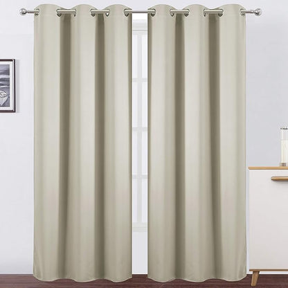 LEMOMO Light Beige Thermal Blackout Curtains/42 x 84 Inch/Set of 2 Panels Room Darkening Curtains for Bedroom