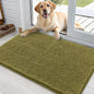 OLANLY Dog Door Mat for Muddy Paws 35x24, Absorbs Moisture and Dirt, Absorbent Non-Slip Washable Doormat, Quick Dry Chenille Mud Mat, Entry Indoor Entryway Carpet for Inside Floor, Willow Green