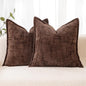 HPUK Fall Chenille Soft Throw Pillow Covers 18x18 Set of 2, Accent Cushion Covers for Living Room, Bedroom, Decorative Solid Color Pillow Covers for Couch, Sofa, Chair, Chocolate