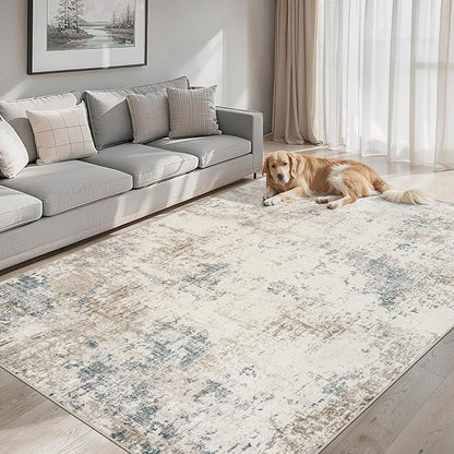 Area Rugs 9x12 Living Room - Washable Rug Modern Abstract Soft Large Neutral Non-Slip Carpet Indoor Floor Stain Resistant Thin Carpets for Bedroom Dining Room Farmhouse Nursery Home Office Multi