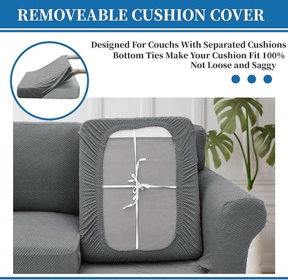 XINEAGE 2026 New 3 Pieces Couch Covers for 2 Extra Large Cushion Sofa Super Stretch Sofa Cover for 2 Large Seat Universal Loveseat Slip Cover for Living Room (Light Gray), 71"-91"(2 Cushions)