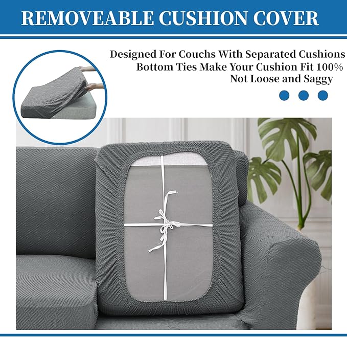 XINEAGE 2026 New 4 Pieces Couch Covers for 3 Cushion Couch Super Stretch Thick Soft Sofa Cover Anti Slip Sofa Slipcover Dogs Cats Furniture Protector (Light Gray, 71"-91")