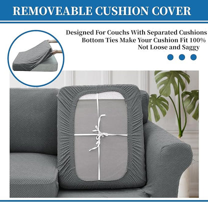 XINEAGE 2026 New 4 Pieces Couch Covers for 3 Cushion Couch Super Stretch Thick Soft Sofa Cover Anti Slip Sofa Slipcover Dogs Cats Furniture Protector (Light Gray, 71"-91")