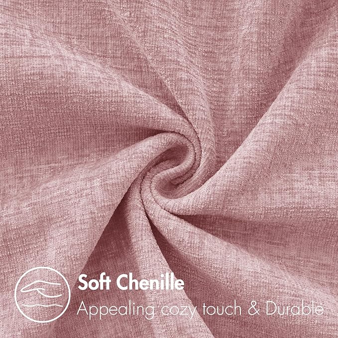 MIULEE Pack of 2 Couch Valentines Throw Pillow Covers 18x18 Inch Soft Spring Blush Pink Chenille Pillow Covers for Sofa Living Room Solid Dyed Pillow Cases