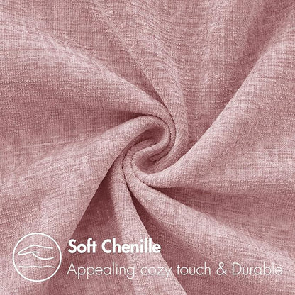 MIULEE Pack of 2 Couch Valentines Throw Pillow Covers 18x18 Inch Soft Spring Blush Pink Chenille Pillow Covers for Sofa Living Room Solid Dyed Pillow Cases